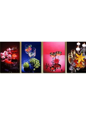 wine-1003 *พร้อมส่ง* ชุดปักครอสติช ลายเซต 4 ชิ้น กุหลาบกับไวน์ใต้แสงเทียน (ปักเต็มผืนผ้า ไม่มีเดินเส้น ผ้า11CTพิมพ์ลาย ปักครั้งละ 3 เส้นเล็ก) ขนาดภาพละ 46*59 ซม.ผ้าครอสติช 11CTพิมพ์ลายปักบนผ้า ไหมคอตตอน 65 สี ผังลาย เข็ม