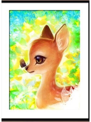 deer-2014 *สินค้าหมด* ชุดภาพติดคริสตัลกลม ลายลูกกวางน้อย (งานติดเต็มภาพ) ขนาด 30*42 ซม.คริสตัลกลม 33 สี อุปกรณ์ครบชุด