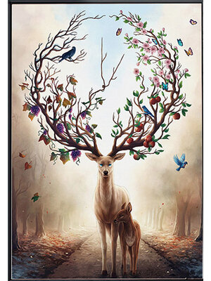 deer-2002 *สินค้าหมด* ชุดภาพติดคริสตัลกลม ลายแม่กวางเขางาม (งานติดเต็มภาพ) ขนาด 40*70 ซม.ผ้าแคนวาส ลงกาวติดเต็มลาย คริสตัลกลม 47 สี อุปกรณ์ครบชุด