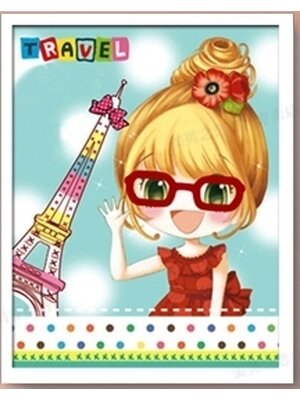 girl-2014 *พร้อมส่ง* ชุดภาพติดคริสตัลกลม ลายสาวน้อยเที่ยวฝรั่งเศส (งานติดเต็มภาพ) ขนาด 30*38 ซม. คริสตัลกลม 30 สี อุปกรณ์ครบชุด