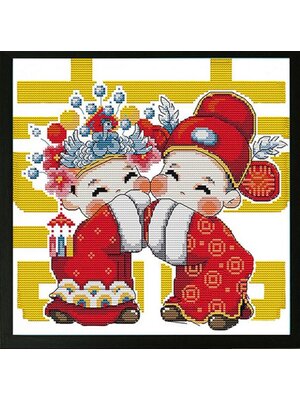 love-2003 *พร้อมส่ง* ชุดภาพติดคริสตัลกลม ลายเด็กจีนน้อยอวยพรมงคล (งานติดเต็มภาพ) ขนาด 40*40 ซม. คริสตัลกลม 29 สี อุปกรณ์ครบชุด