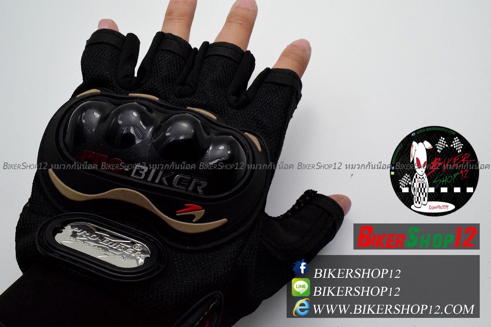 ถุงมือpro-biker (ครึ่งนิ้ว) สีดำ (ราคาพิเศษ)