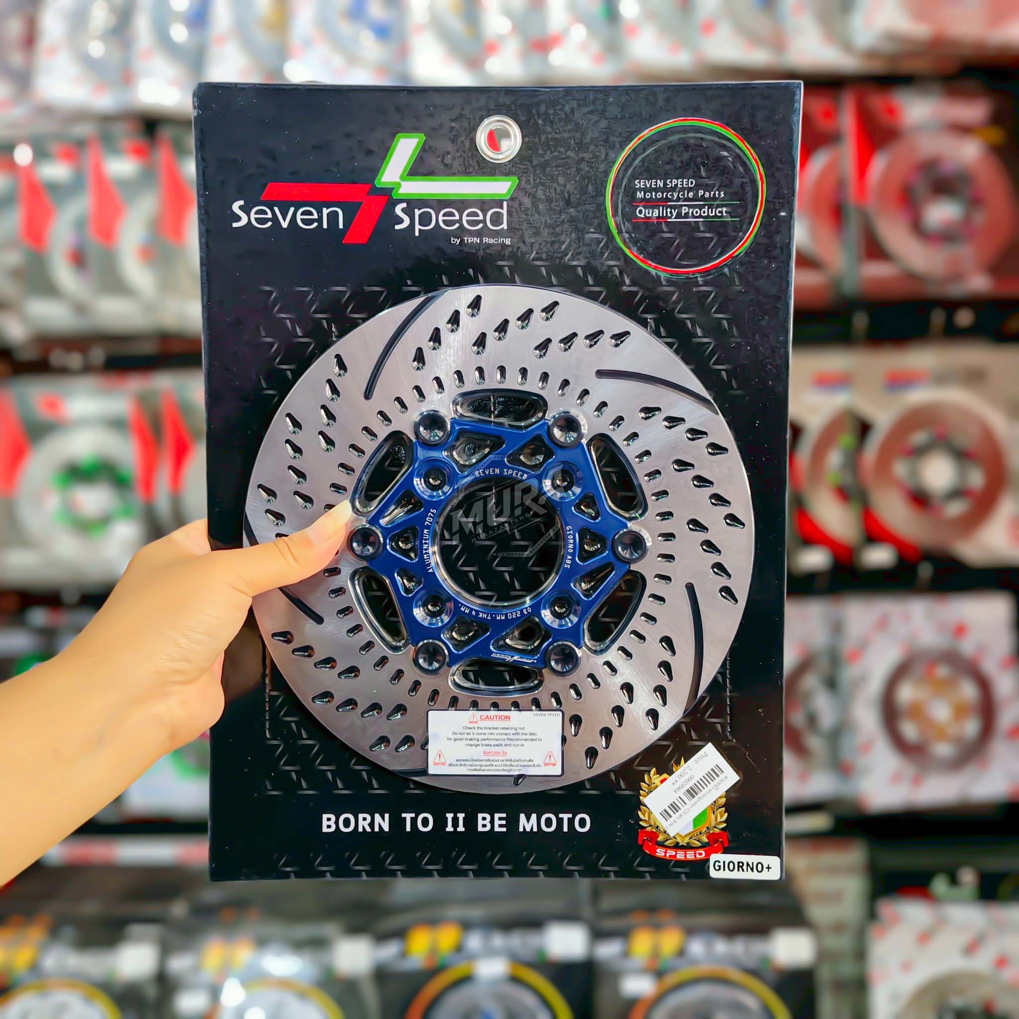 จานหน้า Seven-Speed ไส้จาน 9 สีหมุดดำ รุ่น Giorno+ ABS ขนาดจาน 220mm.[เท่าเดิม] 🛒2200.-