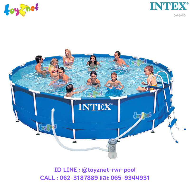 Intex 15ft Metal Frame Pool Set w/Cartr. Filter Pump (4.57 x 1.07 cm.) no.54940