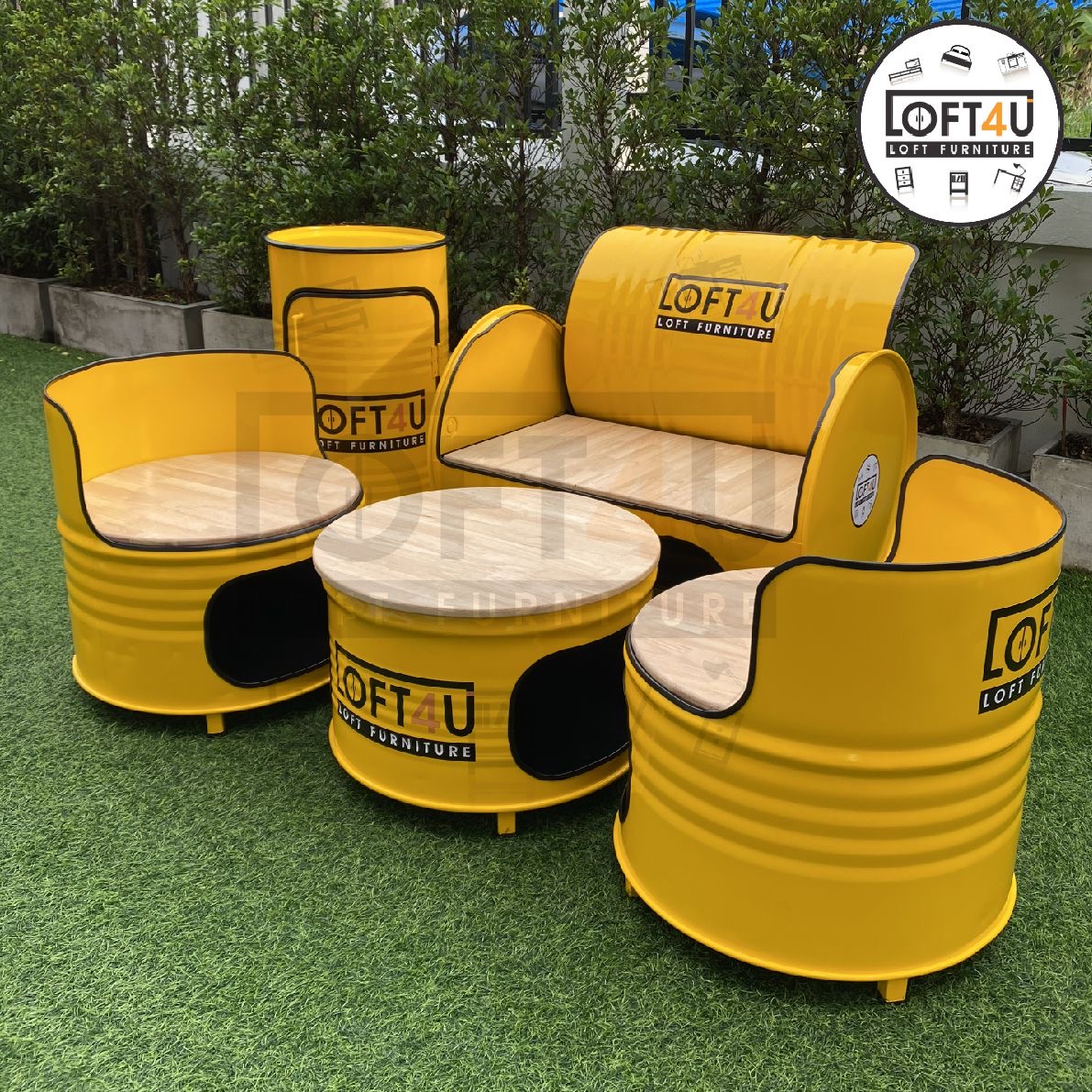 ชุดโซฟานั่งชิว : Living Table Set+ : wooden cushion / 3-4 seats