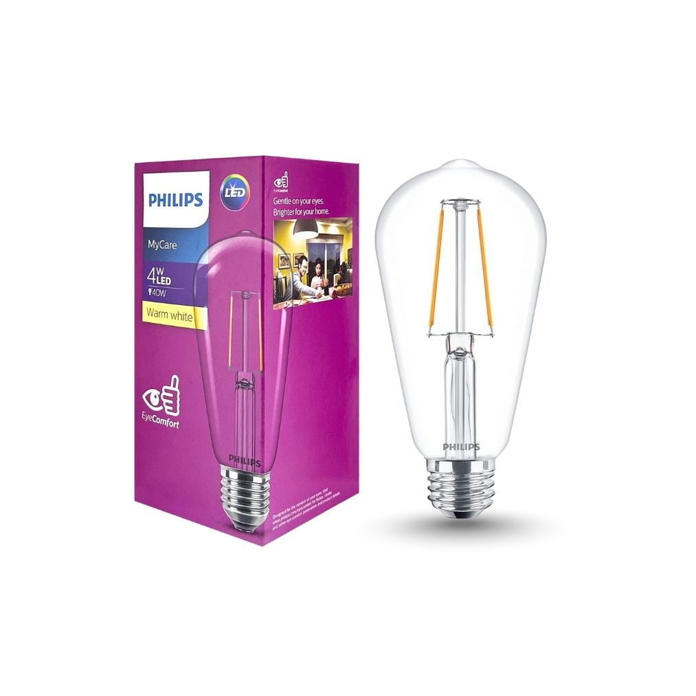 PHILIPS หลอดไฟ Essential LED Filament 4วัตต์ ST64 CLASSIC ขั้ว E27 วอร์มไวท์
