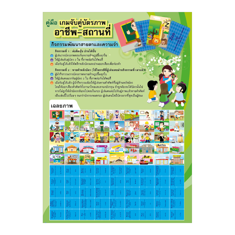 เกมจับคู่ บัตรคำ อาชีพ-สถานที่ ET-203