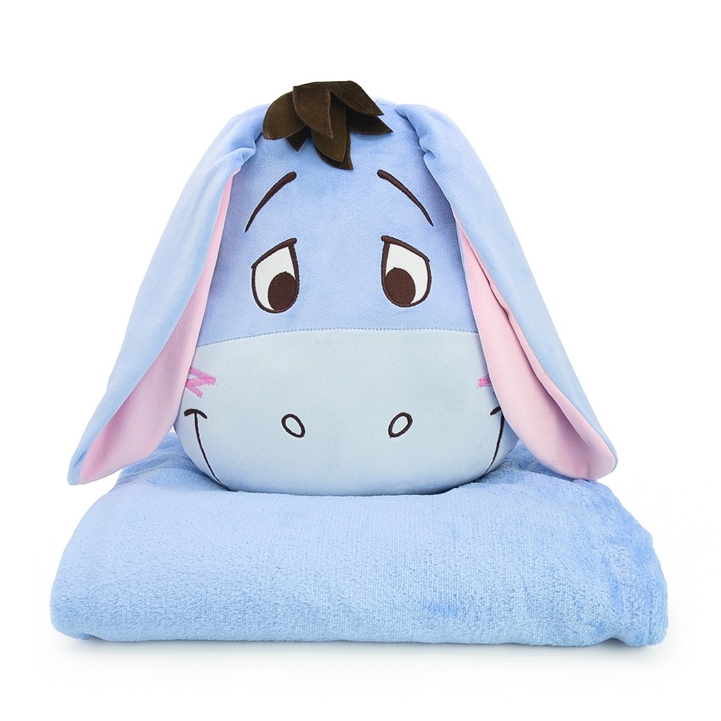 Disney หมอนผ้าห่ม หน้า อียอร์ ลิขสิทธิ์แท้ 100% Disney Winnie the Pooh Eeyore Pillow Blanket 13" ฟ้า 13 นิ้ว