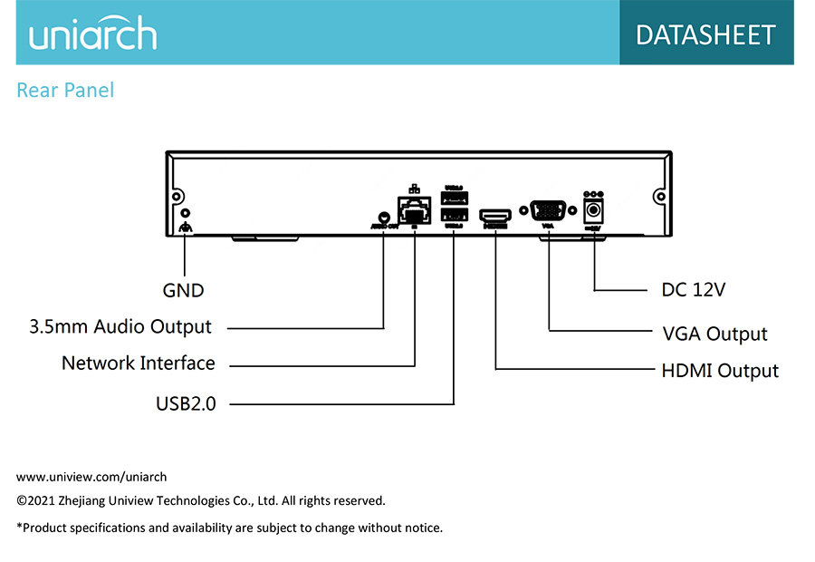 UNIARCH NVR-116E2 NVR 16CH, H.265, 1SATA. Up to 8MP Camera BY BILLIONAIRE SECURETECH NVR-116E2