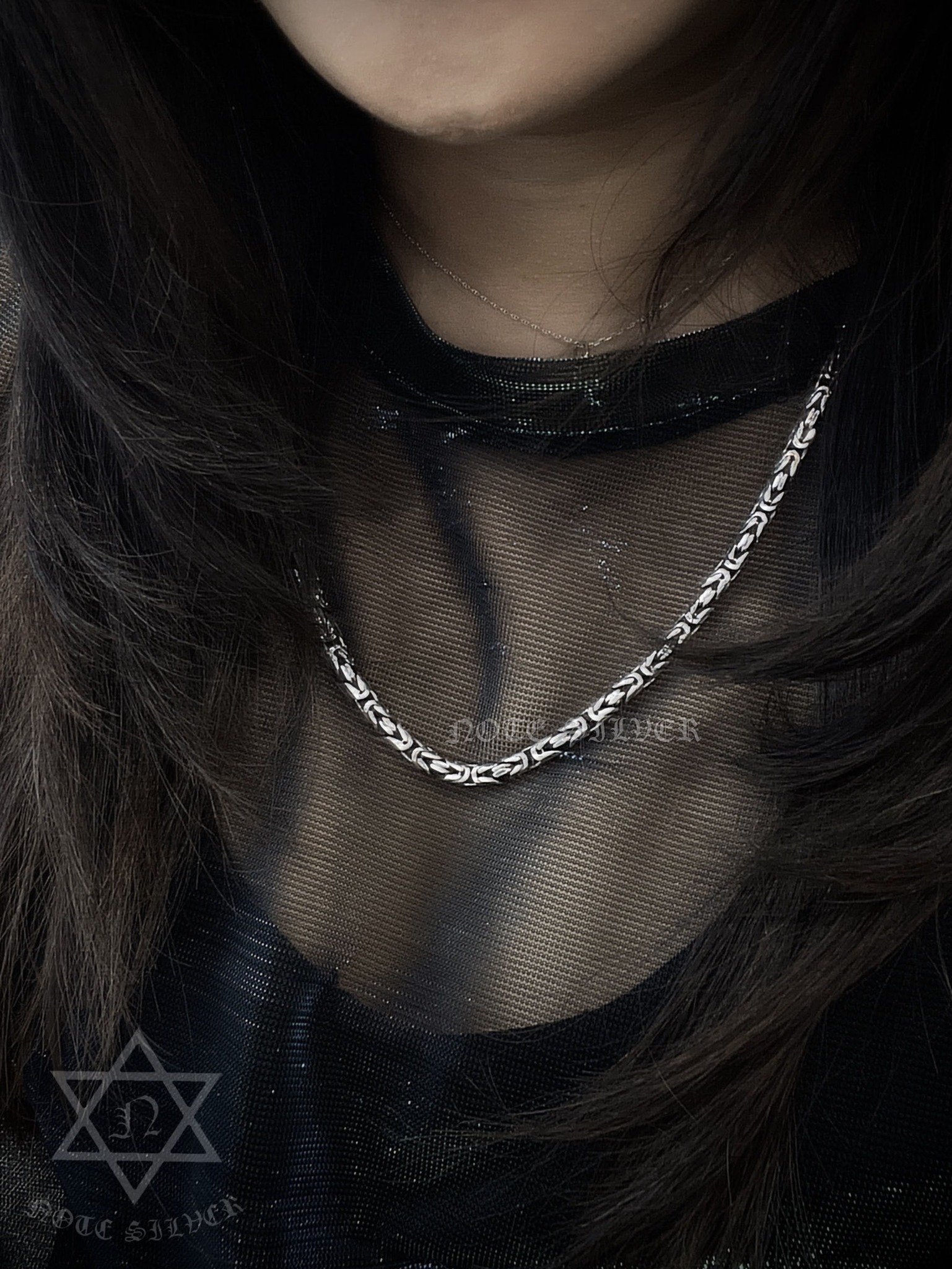 สร้อยคอเงินแท้ โซ่รมดำ #26 Sterling Silver 925 NSNL3451