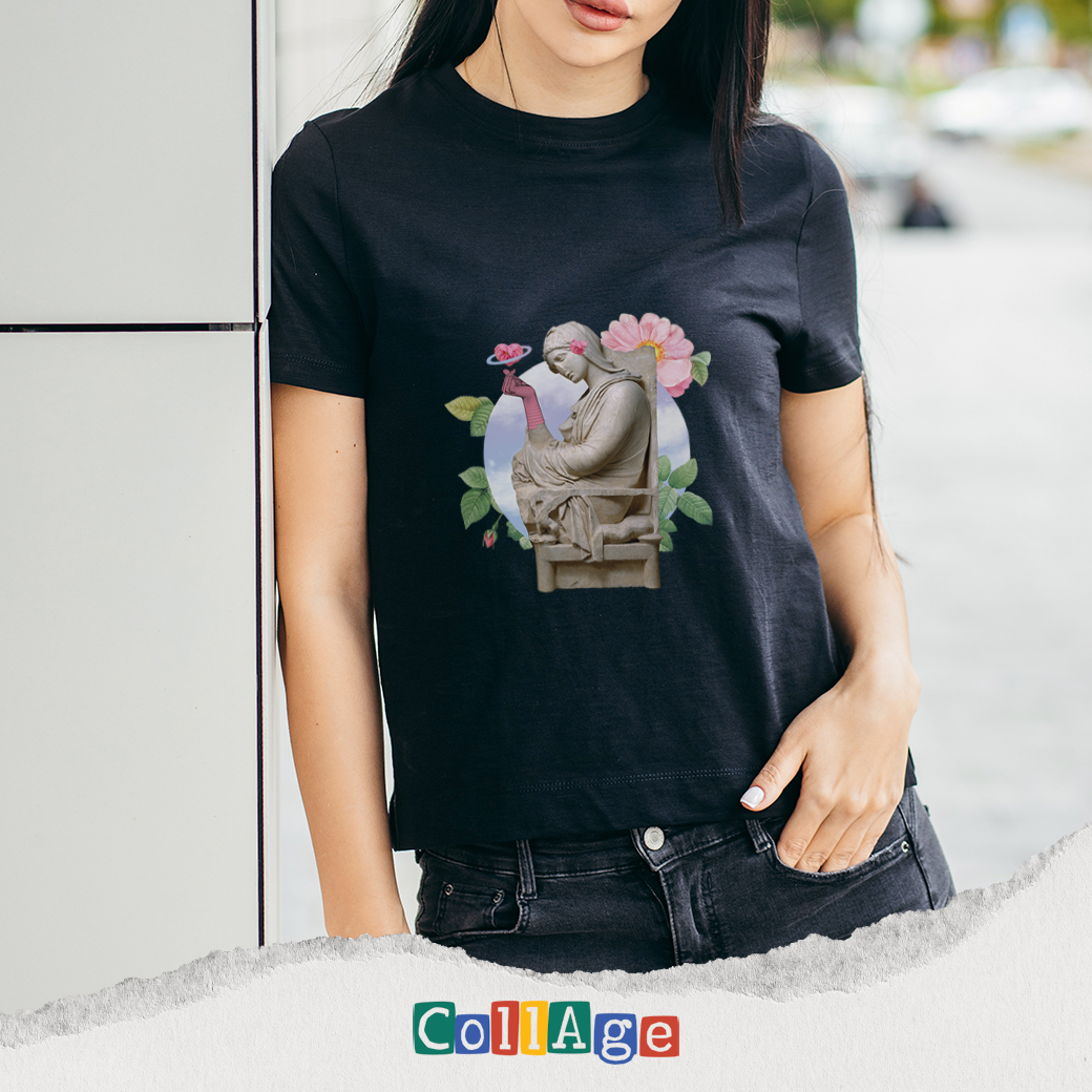 เสื้อยืด พิมพ์ลาย T-SHIRT Collage Venus I CEA00470 สีดำ #เสื้อยืด #Collage #SHOPTER