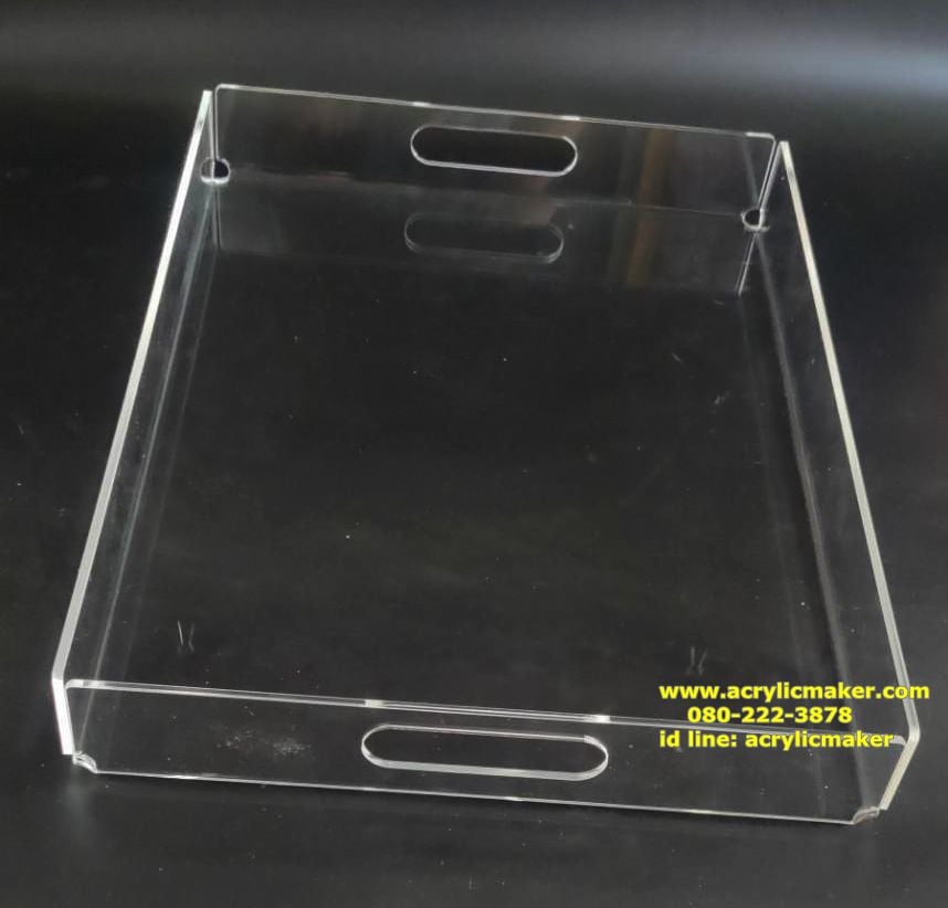 ถาดอะคริลิคใสหนา 4 มิล ขนาด 34x47x5.5 cm. แบบดัดทั้งตัว