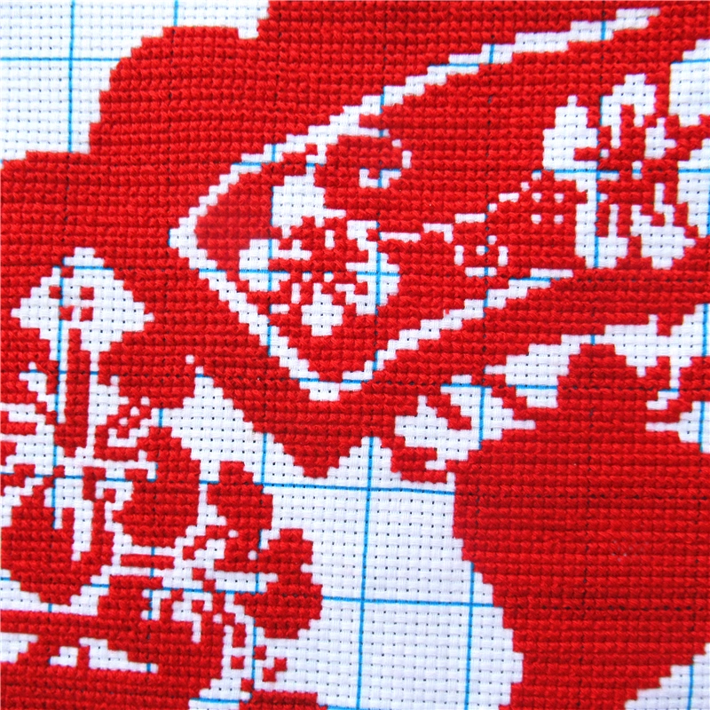 chinese-1105 *สินค้าหมด* ชุดปักครอสติช ลายอักษรมงคลจีน Fu โชคดีมีความสุข (ไม่มีเดินเส้น ไม่มีผังลาย ปักสีเดียว ปักครั้งละ 3 เส้นเล็ก) ขนาด 60*60 ซม.ผ้าครอสติช 11CTพิมพ์ลายปักบนผ้า ไหมคอตตอนสีแดง เข็ม