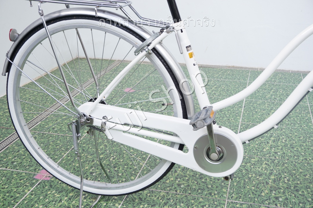 จักรยานแม่บ้านญี่ปุ่น - ล้อ 27 นิ้ว - ไม่มีเกียร์ - ไฟหน้าอัตโนมัติ - สีขาว [จักรยานมือสอง]