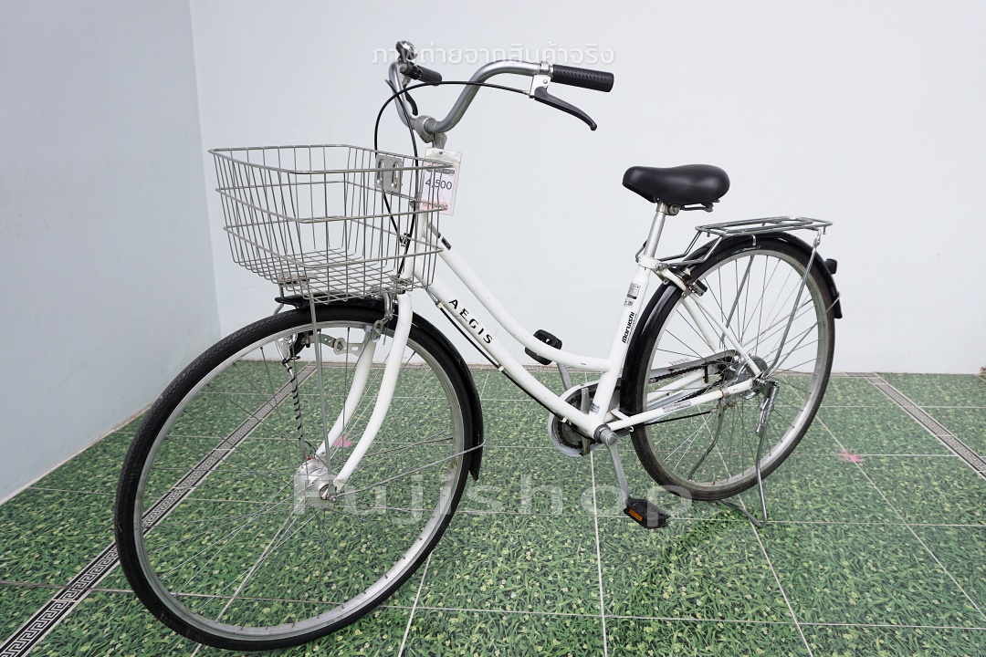 จักรยานแม่บ้านญี่ปุ่น - ล้อ 27 นิ้ว - ไม่มีเกียร์ - ไฟหน้าอัตโนมัติ - Maruishi - สีขาว [จักรยานมือสอง]