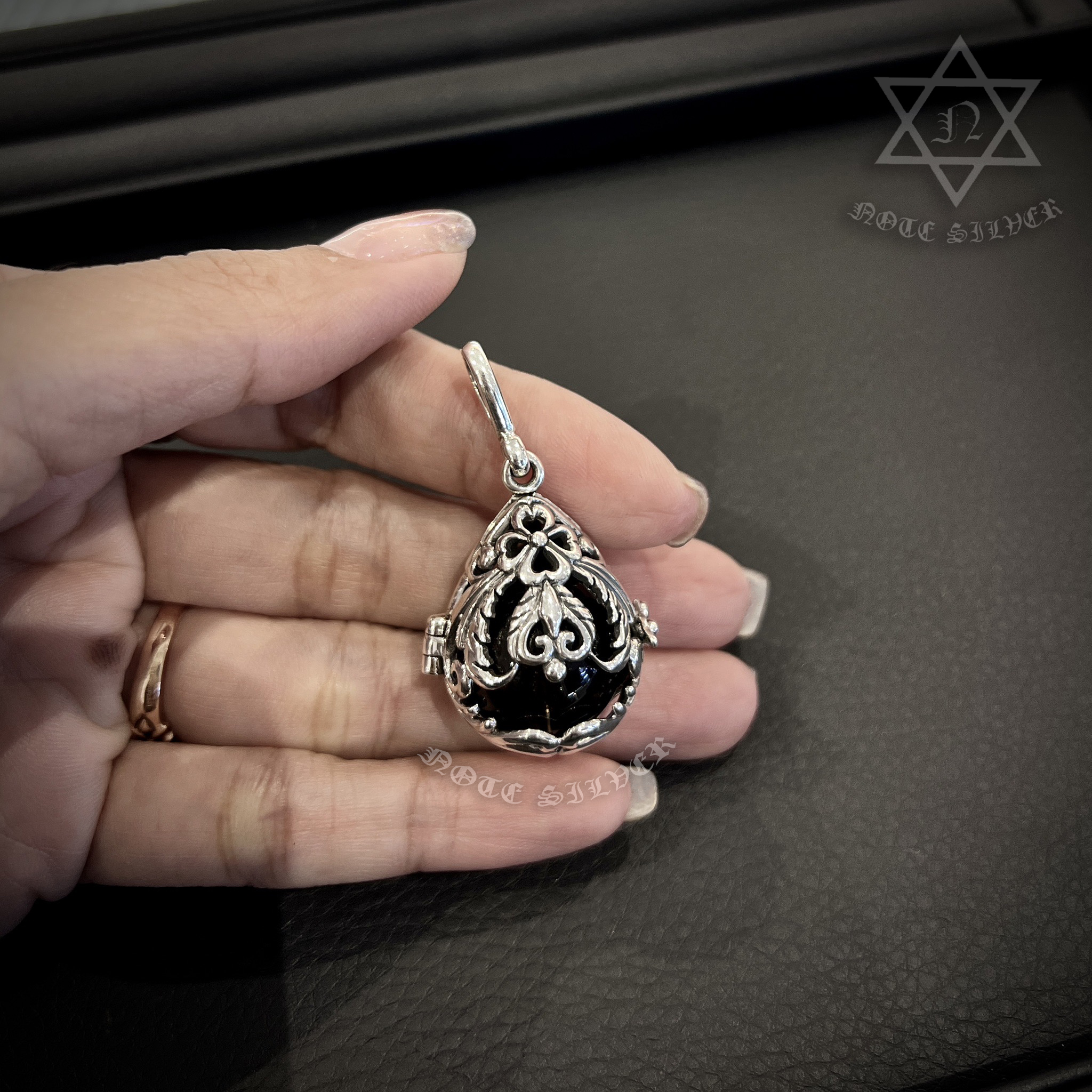 กระเช้าเงินแท้ ลายโกธิก 19MM Sterling Silver 925 NSPD3201