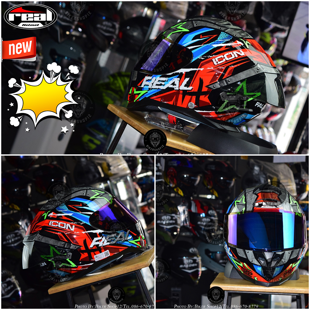 หมวกกันน็อค REAL รุ่น Falcon ลาย ICON สี แดง