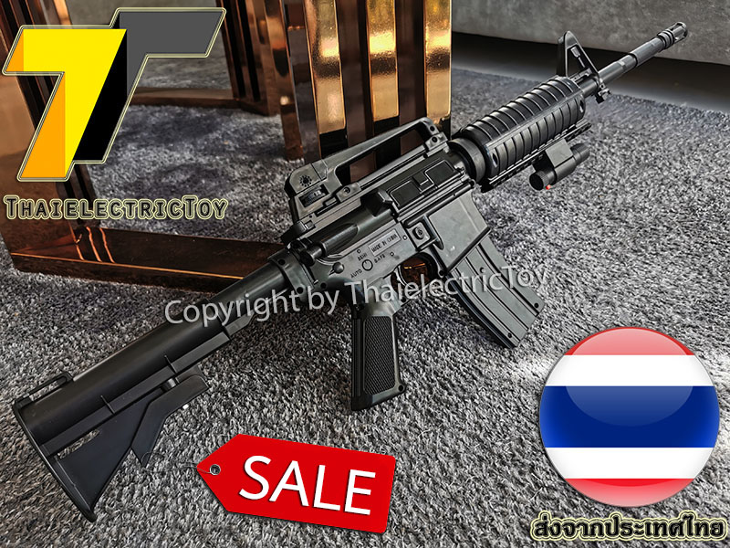 ปืนอัดลมพลาสติก M43 ชักยิงทีล่ะนัด ยืดหดพานท้ายได้ หนัก 445 กรัม ยาว 71 ซม. มีเลเซอร์ ใช้ลูกกระสุนพลาสติก 6 มิล