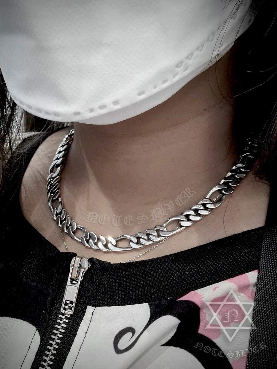สร้อยคอเงินแท้ ลายเลสเรียบสลับลายเรยบยืด หน้ากว้าง 10mm ความยาว 20" Sterling Silver 925 NSNL3109