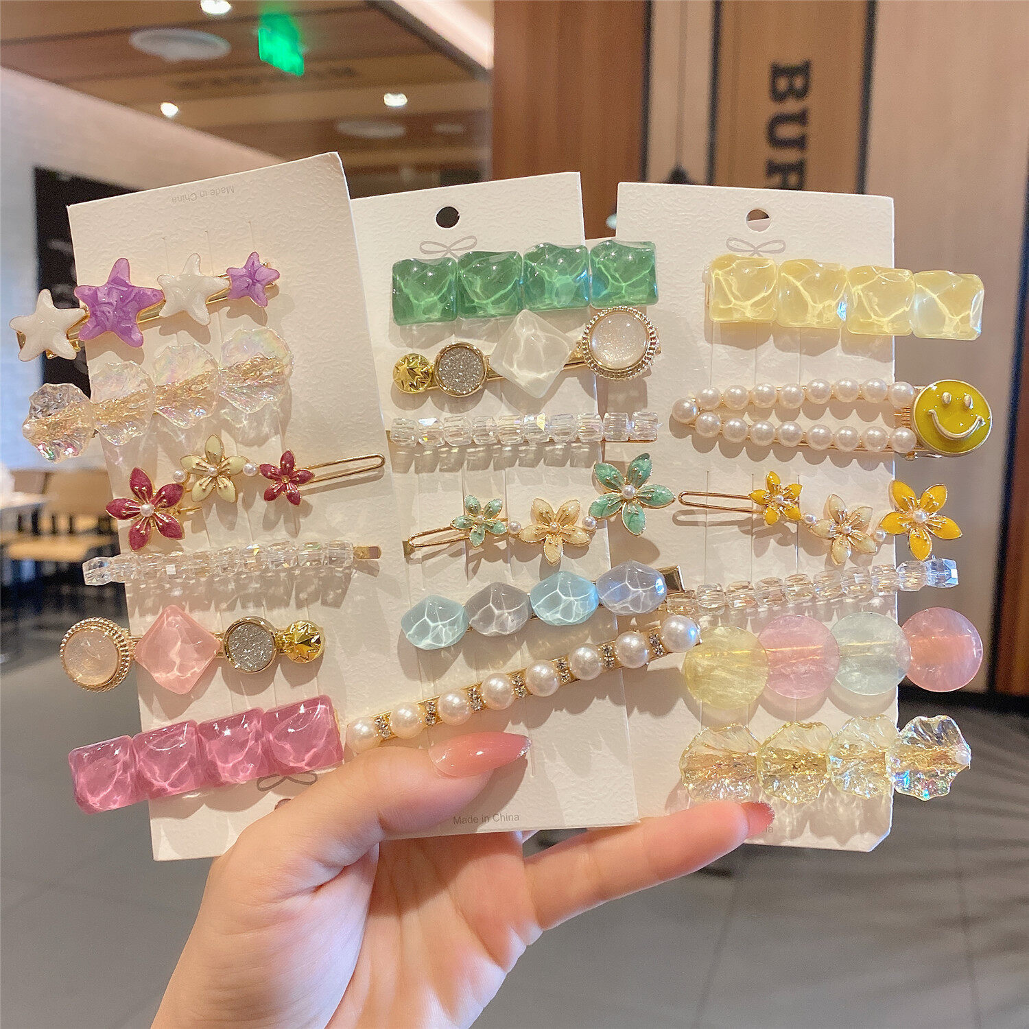 บ้านพลู🏠 กิ๊บติดผม กิ๊บมุก คริสตัล ดอกไม้ สำหรับผู้หญิง เซต 5-6 ชิ้น