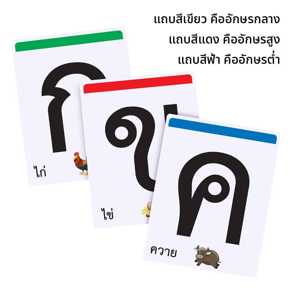 บัตรคำ Flashcards ก-ฮ A5 พร้อมแถมสี แยกชนิดอักษร ET-213 
