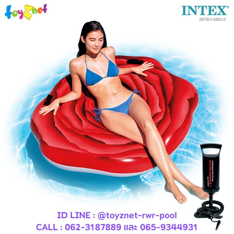 Intex แพดอกกุหลาบแดง 1.37x1.32 ม. รุ่น 58783 + ที่สูบลมดับเบิ้ล ควิ๊ก วัน
