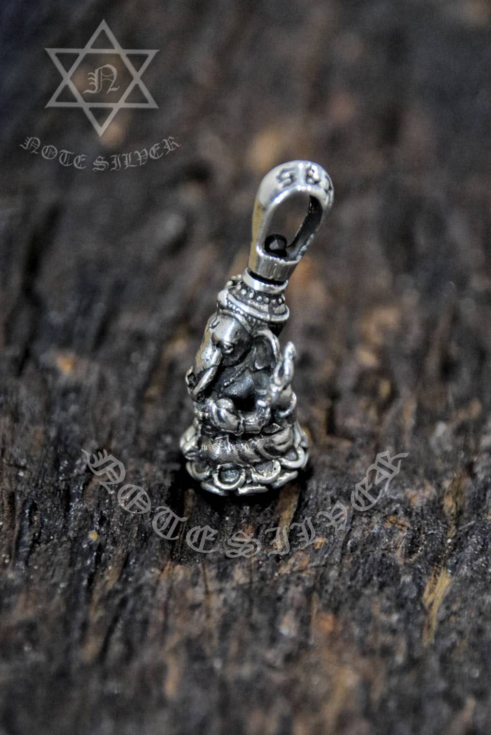 จี้เงินแท้ องค์พิฆเนศ หูหมุนได้ Sterling Silver 925 NSPD2369