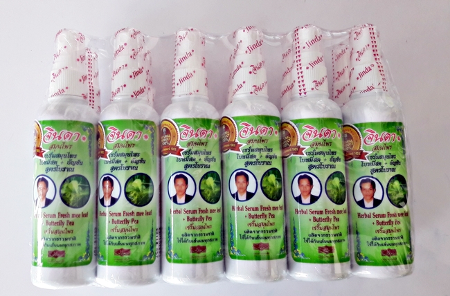 จินดาเซรั่มสมุนไพร ใบหมี่สด+อัญชัน 120 มล