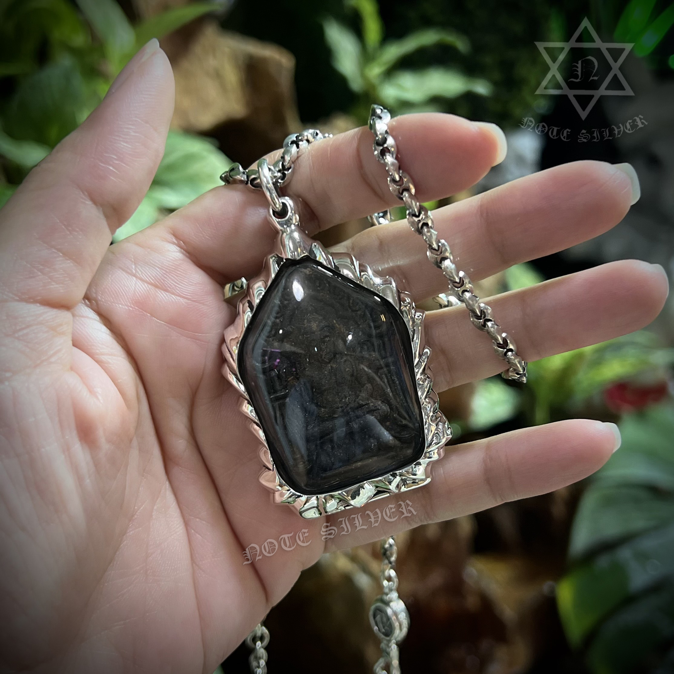 กรอบพระเงินแท้ ลายกราฟฟิกSterling Silver 925NSSV3341