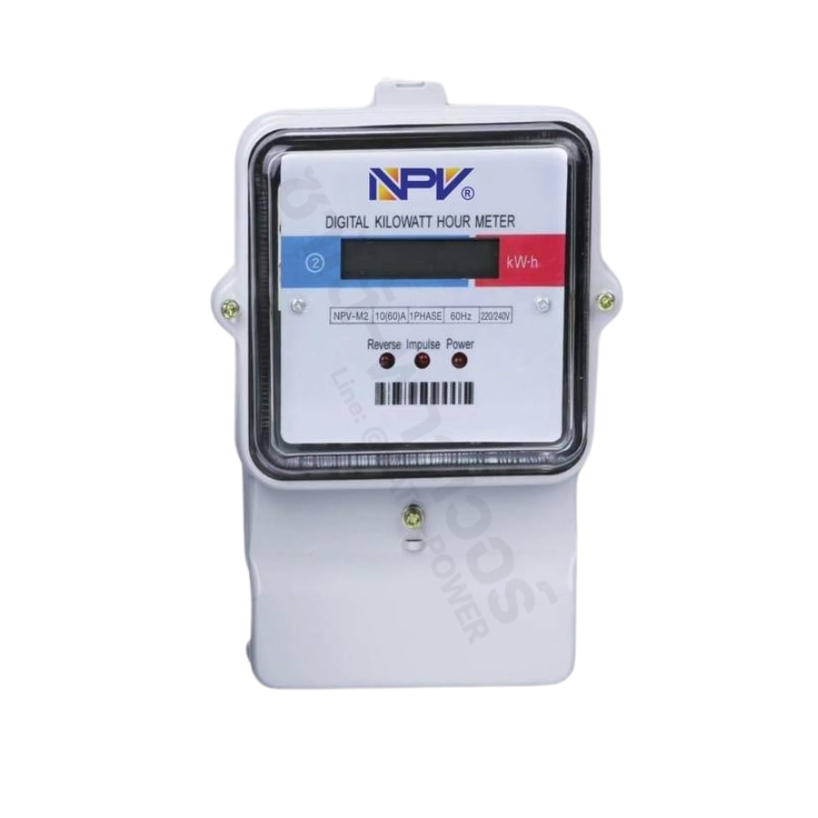 NPV มิเตอร์ไฟ Digital Kilowatt Hour Meter 240V 50Hz กำลังไฟ 10(60)A มีความแม่นยำสูง น้ำหนักเบา | มิเตอร์ไฟเอ็นพีวี ขนาด : 14.2*20.8*6.6 ซม.