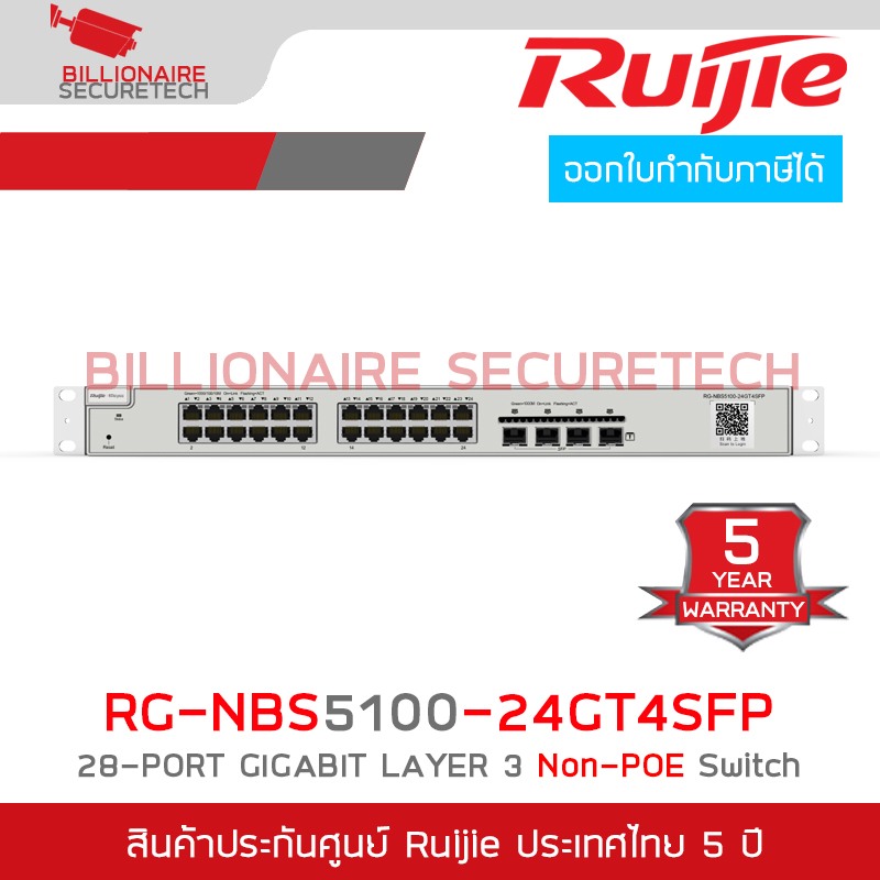 RUIJIE RG-NBS5100-24GT4SFP 24Port Cloud Manage Switch, Layer 3, 4 SFP Uplink Port BY BILLIONAIRE SECURETECH RG-NBS5100-24GT4SFP