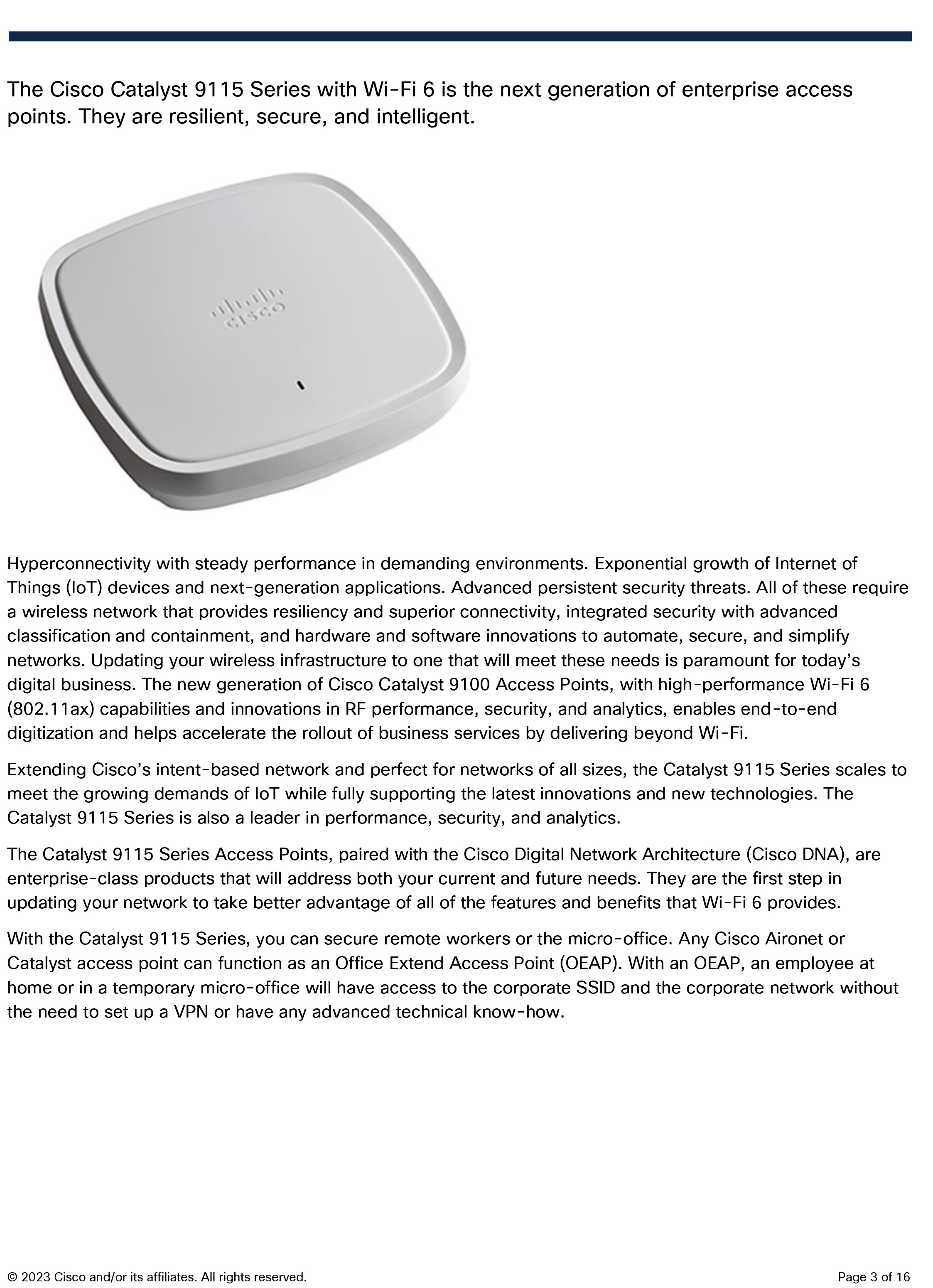 CISCO C9115AXI-S Indoor Access Point Catalyst 9115AX Series BY BILLIONAIRE SECURETECH C9115AXI-S