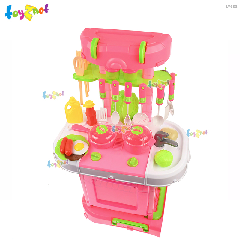 Toyznet ส่งฟรี ชุดเครื่องครัวกระเป๋าพร้อมเตาอบ สีชมพู รุ่น LY638