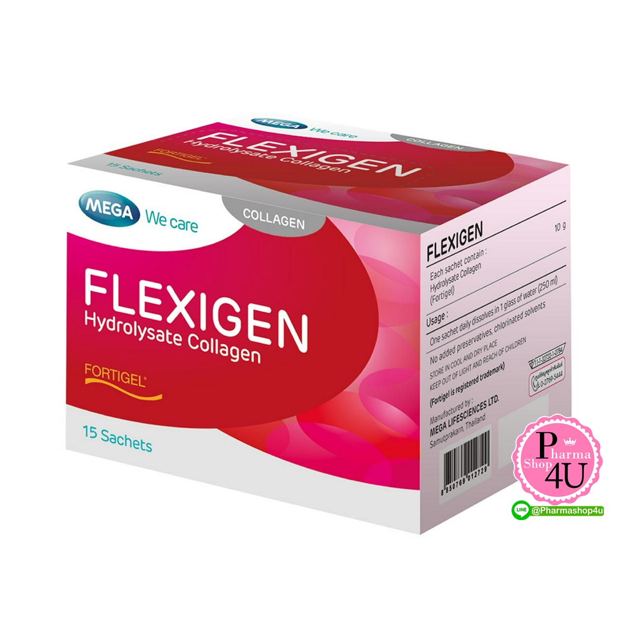 MEGA We Care Flexigen (1กล่อง/15ซอง) เมก้า วีเเคร์ เฟลกซิเจน คอลลาเจน 10,000mg (ผลิตภัณฑ์เสริมอาหาร)