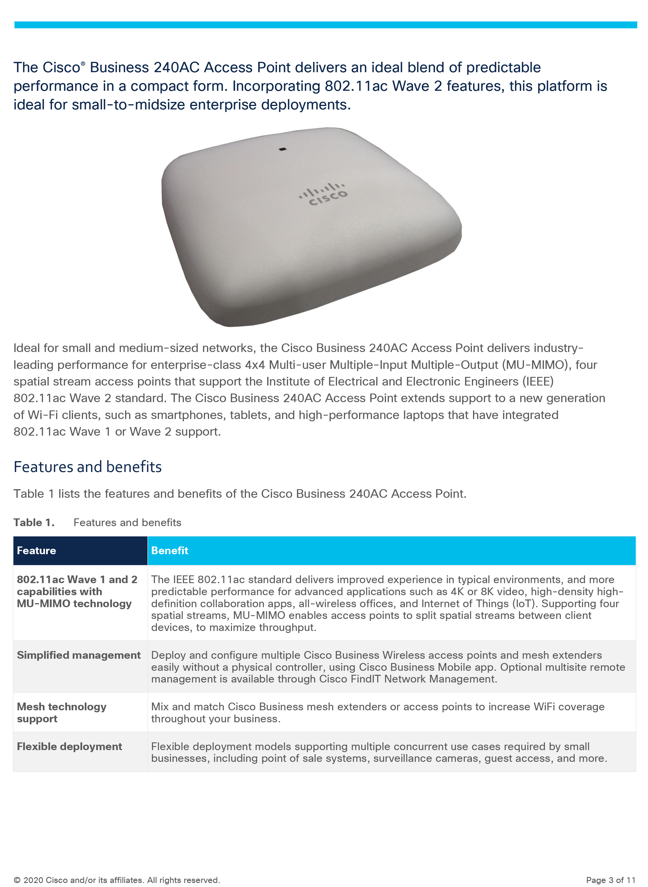CISCO CBW240AC-S Business 240AC 802.11ac 4x4 Wave 2 Access Point Ceiling Mount BY BILLIONAIRE SECURETECH CBW240AC-S
