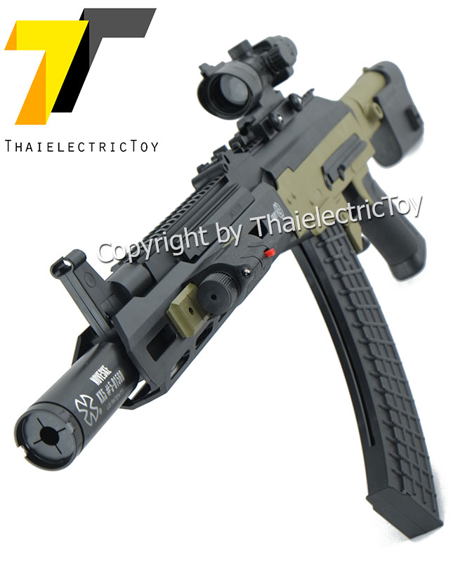 ปืนอัดลมพลาสติก AK117 ชักยิงทีล่ะนัด หนัก 615 กรัม ยาว 70 ซม. มีเลเซอร์ ใช้ลูกกระสุนพลาสติก 6 มิล