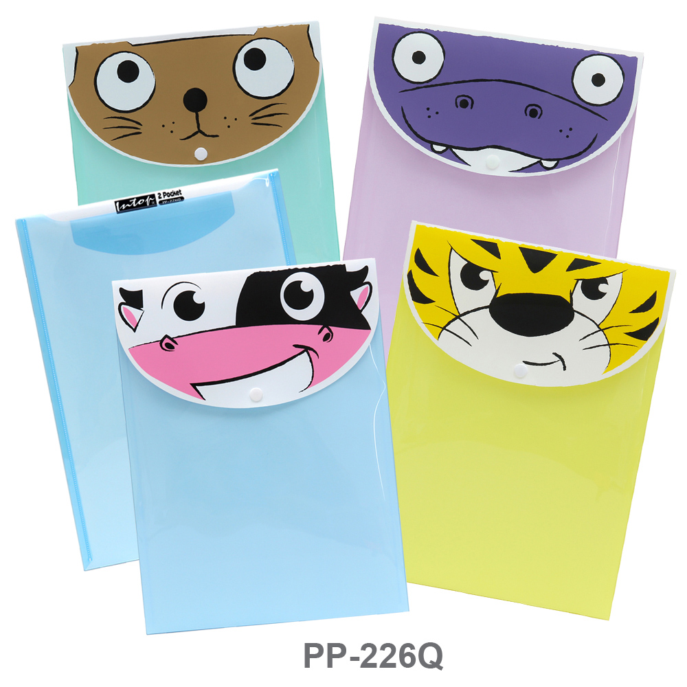 ซองพลาสติก A4 ติดกระดุมเพิ่มช่องใส่เอกสาร ลายAnimals PP-226Q