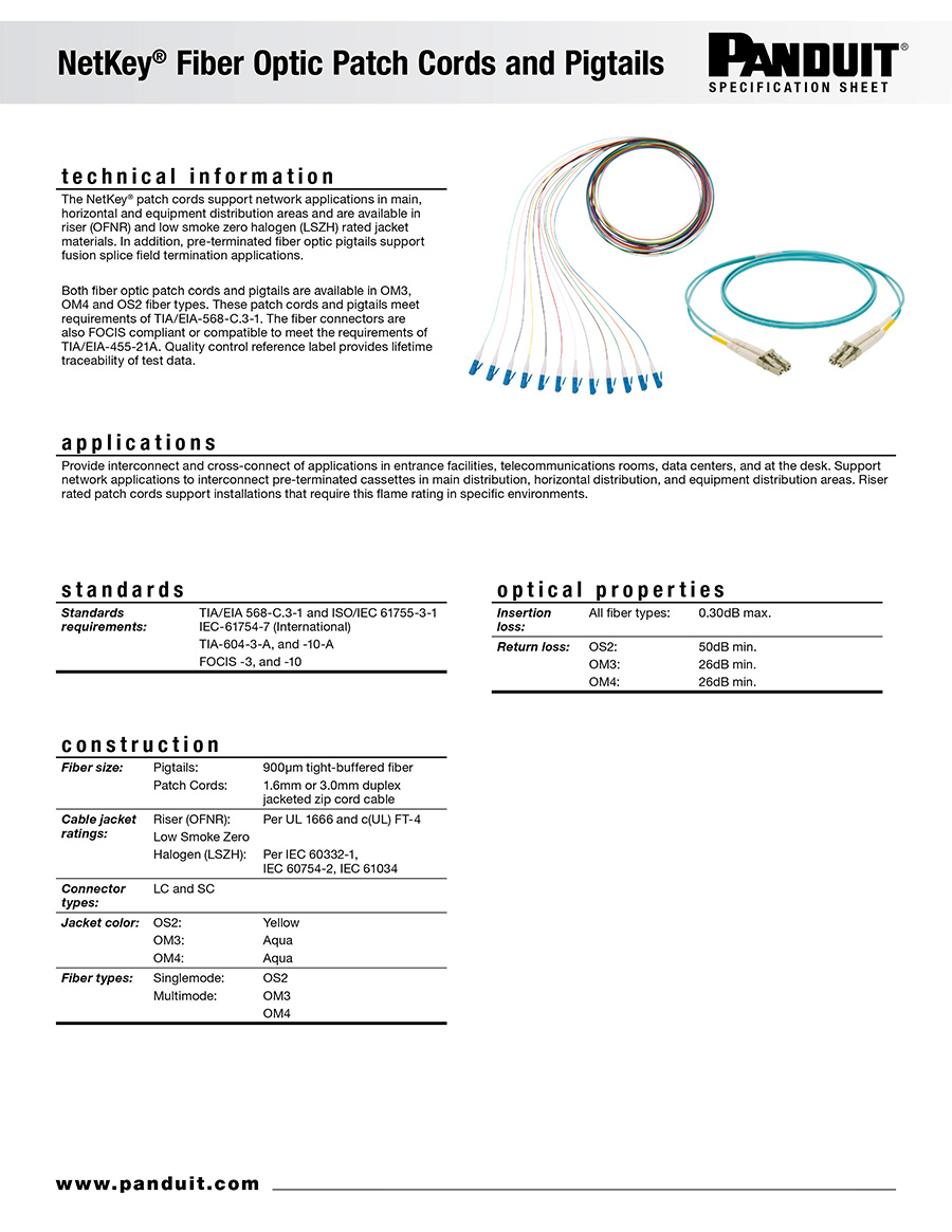 PANDUIT NKFP92ELLLSM00X NK 2-fiber OS2 1.6mm LSZH Jacket Patch Cord LC Duplex to LC Duplex BY BILLIONAIRE SECURETECH NKFP92ELLLSM00X