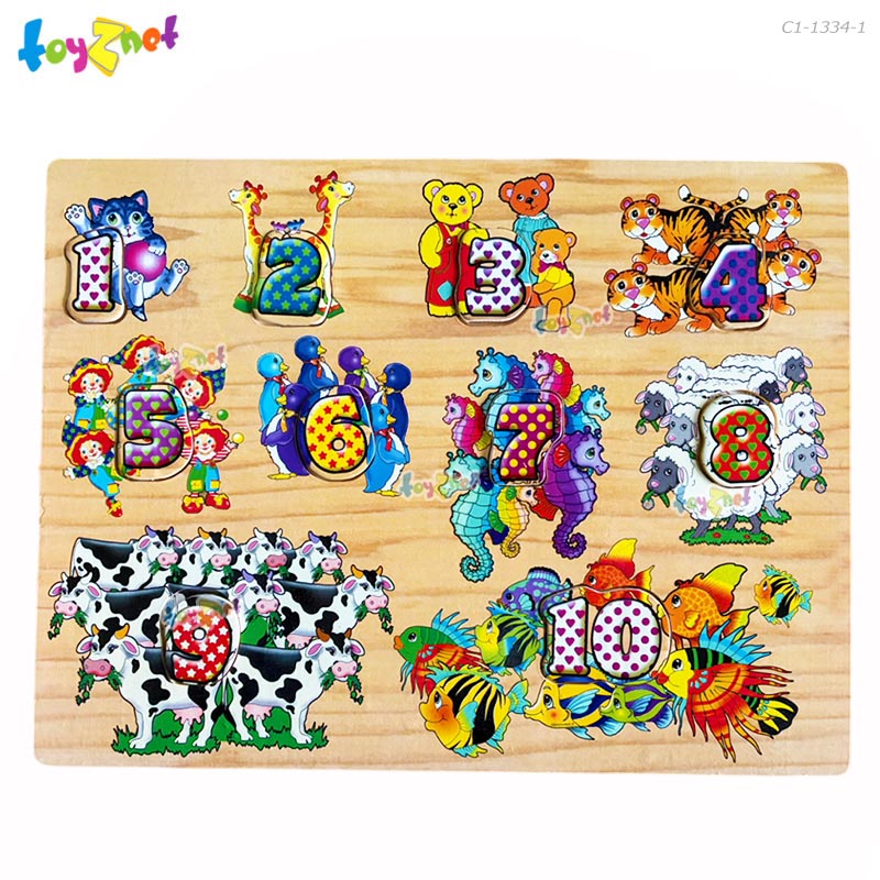 Toyznet จิ๊กซอไม้นูน 10 ชิ้น (1-10) ใหญ่ รุ่น C1-1334-1