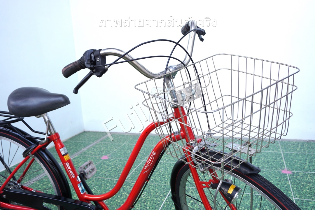 จักรยานแม่บ้านญี่ปุ่น - ล้อ 26 นิ้ว - เกียร์ 6 สปีด - ไฟหน้าอัตโนมัติ - สีแดง [จักรยานมือสอง]