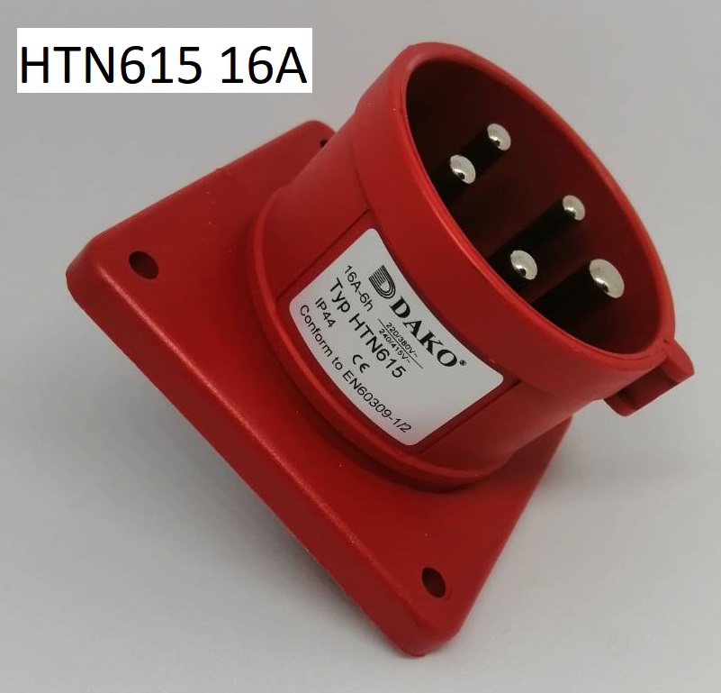 HTN615 ปลั๊กตัวผู้ฝังตรง 3P+N+E 16A 400V IP44 6h