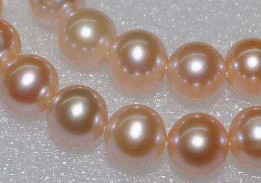 ชุดไข่มุกแท้ สร้อยคอ และ สร้อยข้อมือ ขนาด 8.5-9.5 มิล สีส้ม