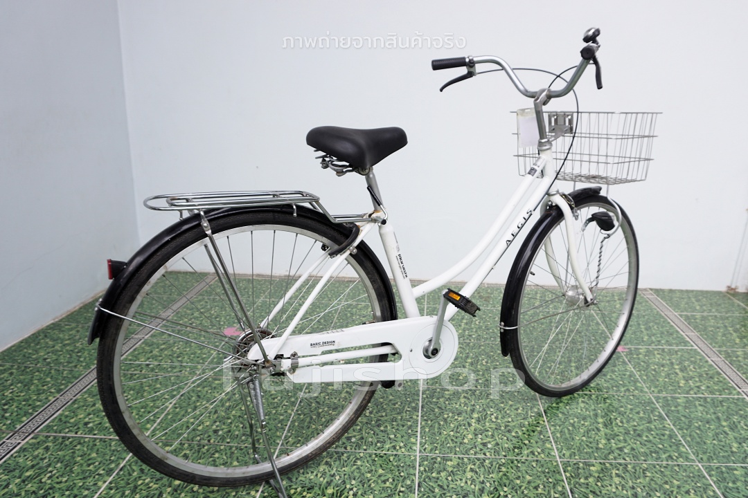 จักรยานแม่บ้านญี่ปุ่น - ล้อ 27 นิ้ว - ไม่มีเกียร์ - ไฟหน้าอัตโนมัติ - Maruishi - สีขาว [จักรยานมือสอง]