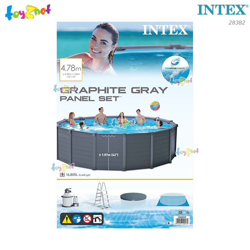 Intex Graphite Panel Pool Set 15.8ft (4.78x7.88x1.24 m) w/Sand Filter Pump no.28382