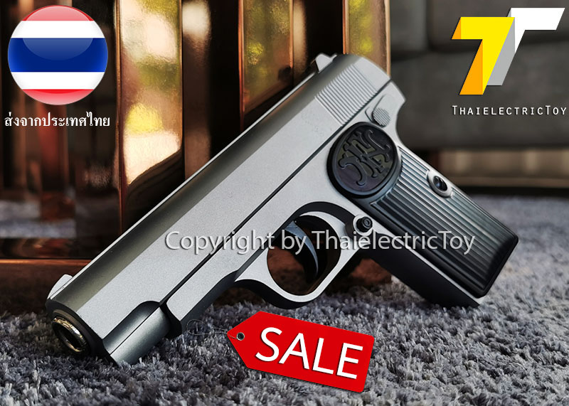 ปืนอัดลมเหล็ก FN Browning สีบอร์นเงิน ชักยิงทีล่ะนัด ลำกล้องยาว 6.2 นิ้ว ใช้ลูกกระสุนพลาสติก 6 มิล
