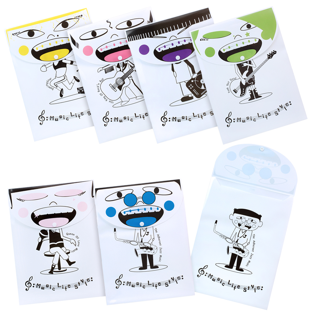 Snap Button Plastic Envelopes A4 Rock n Roll Pattern Printed PP-225Q