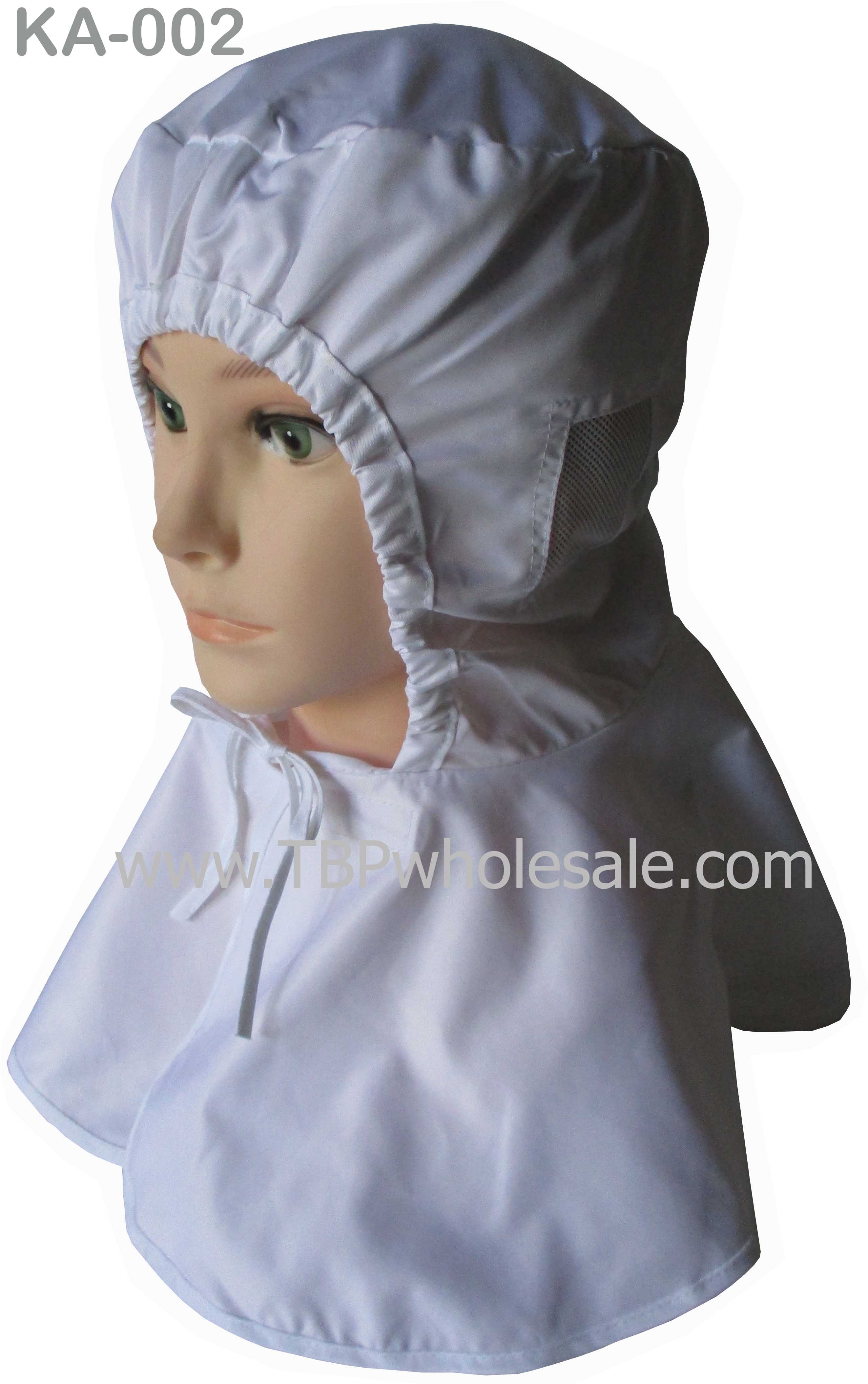 KA-002===ราคาส่ง 95 บาท ขั้นต่ำ 100 ใบ หมวกคลุมไหล่ ไม่มีปีกหมวก ผ้าทั้งใบ เจาะรูตาข่ายที่หู กรอบหน้าเย็บยางยืดกันผมตกหล่น สนใจติดต่อ 0810110084/023972066