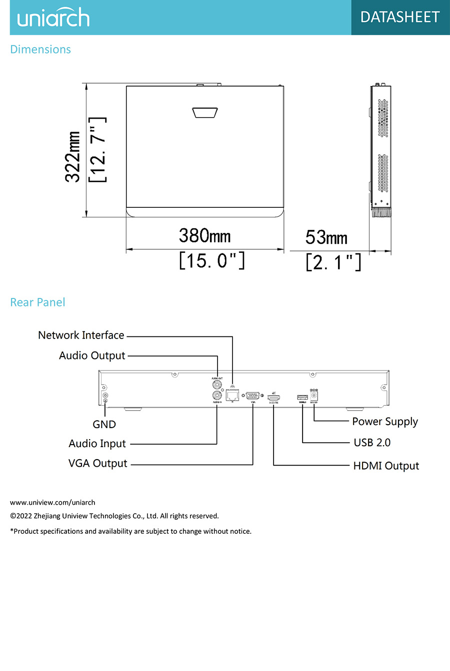 UNIARCH NVR-216S2 เครื่องบันทึกกล้องวงจรปิด IP CAMERA (NVR) 16CH ONVIF ใส่ HDD ได้ 2 ลูก BY BILLIONAIRE SECURETECH NVR-216S2