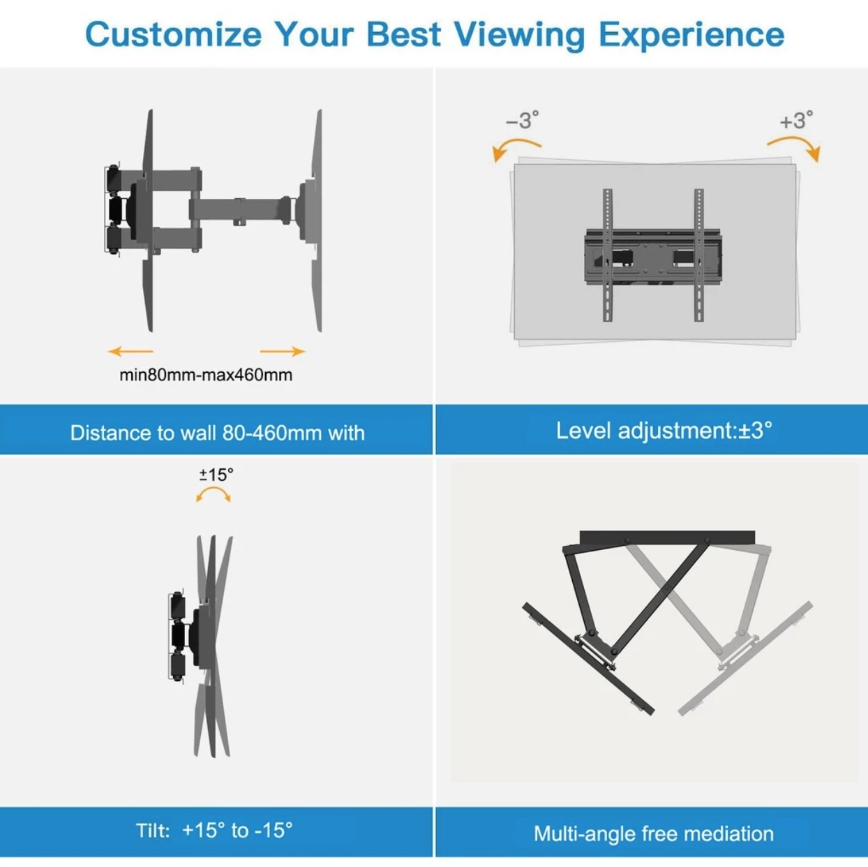 GLINK GWM-008 : ขาแขวนทีวี Flat Panel TV Plasma wall mount สำหรับทีวีขนาด 26-52 นิ้ว BY BILLIONAIRE SECURETECH GWM-008