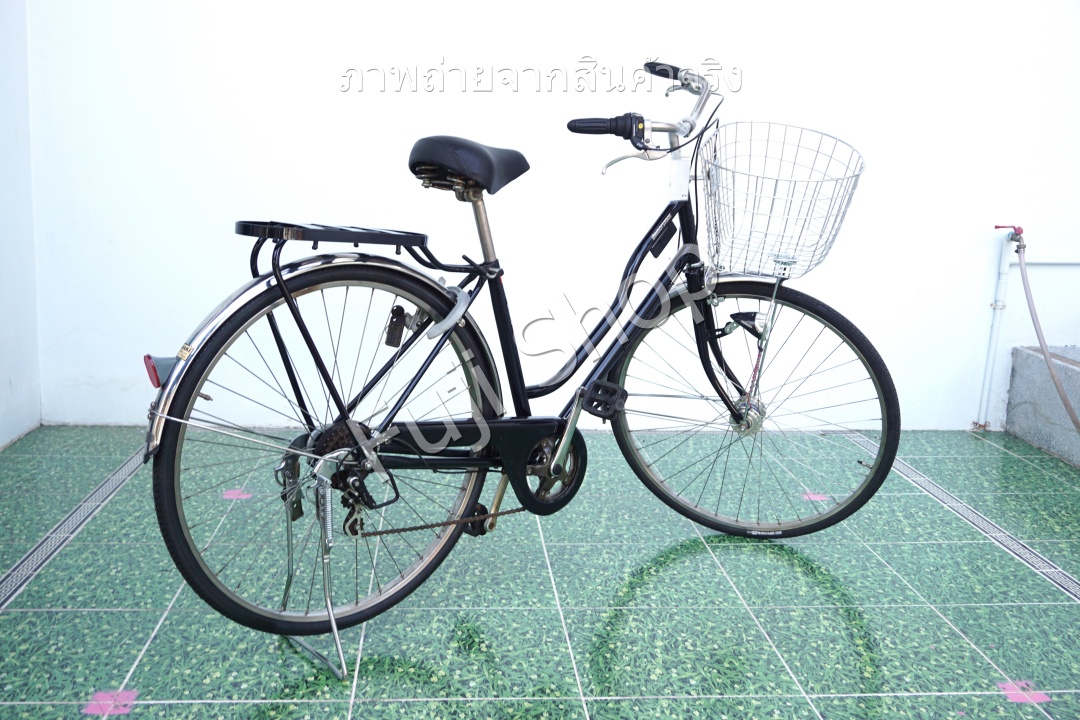 จักรยานแม่บ้านญี่ปุ่น - ล้อ 27 นิ้ว - เกียร์ 6 สปีด - ไฟหน้าอัตโนมัติ - Bridgestone - สีดำ [จักรยานมือสอง]
